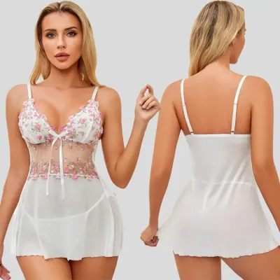 PERSPECTIVE EMBROIDERY NIGHTDRESS 